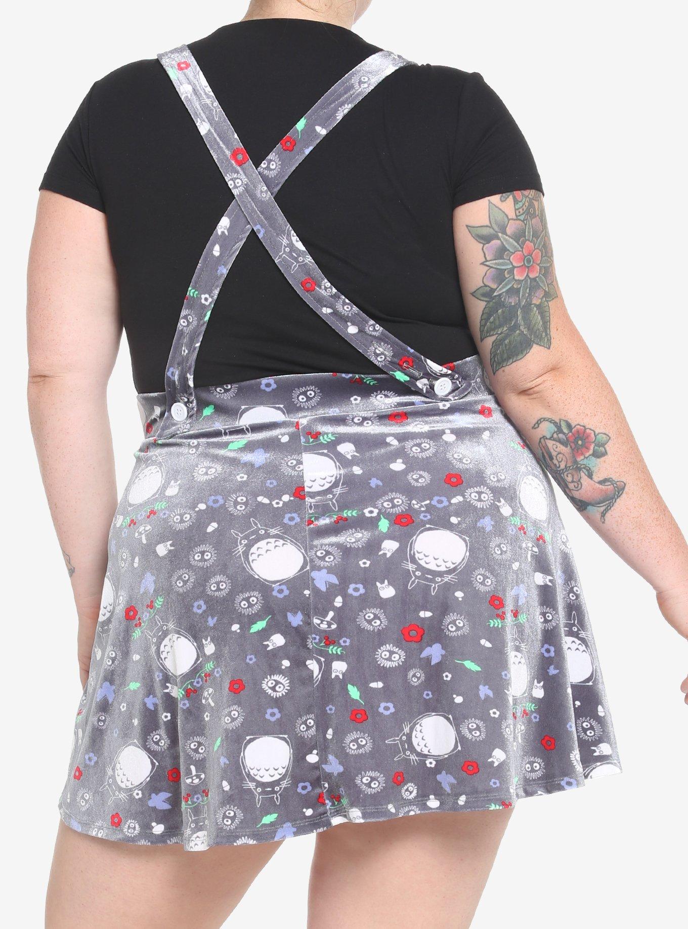 Her Universe Studio Ghibli My Neighbor Totoro Grey Velvet Suspender Skirt Plus Size, MULTI, alternate