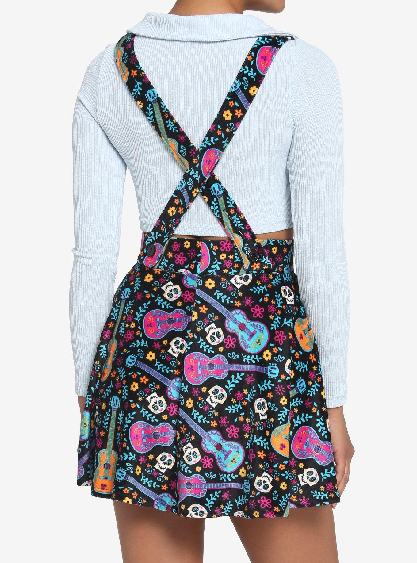 Disney Pixar Coco Sugar Skull & Guitar Velvet Suspender Skirt, MULTI, alternate