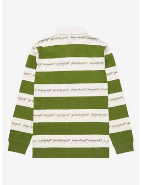Plus Size The Lord of the Rings Leaves of Lorien Ring Verse Striped Collared Long Sleeve T-Shirt - BoxLunch Exclusive, , hi-res