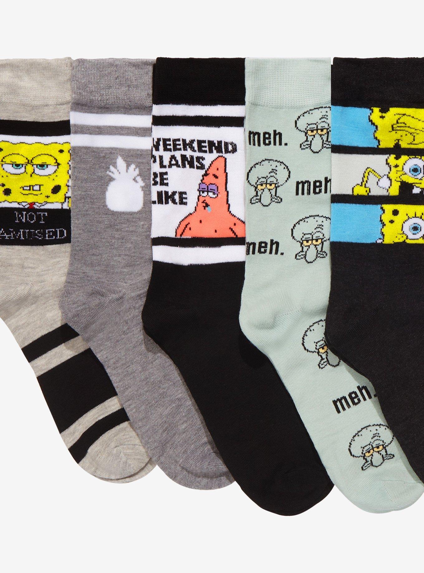 SpongeBob SquarePants Trio Crew Socks 5 Pair, , alternate