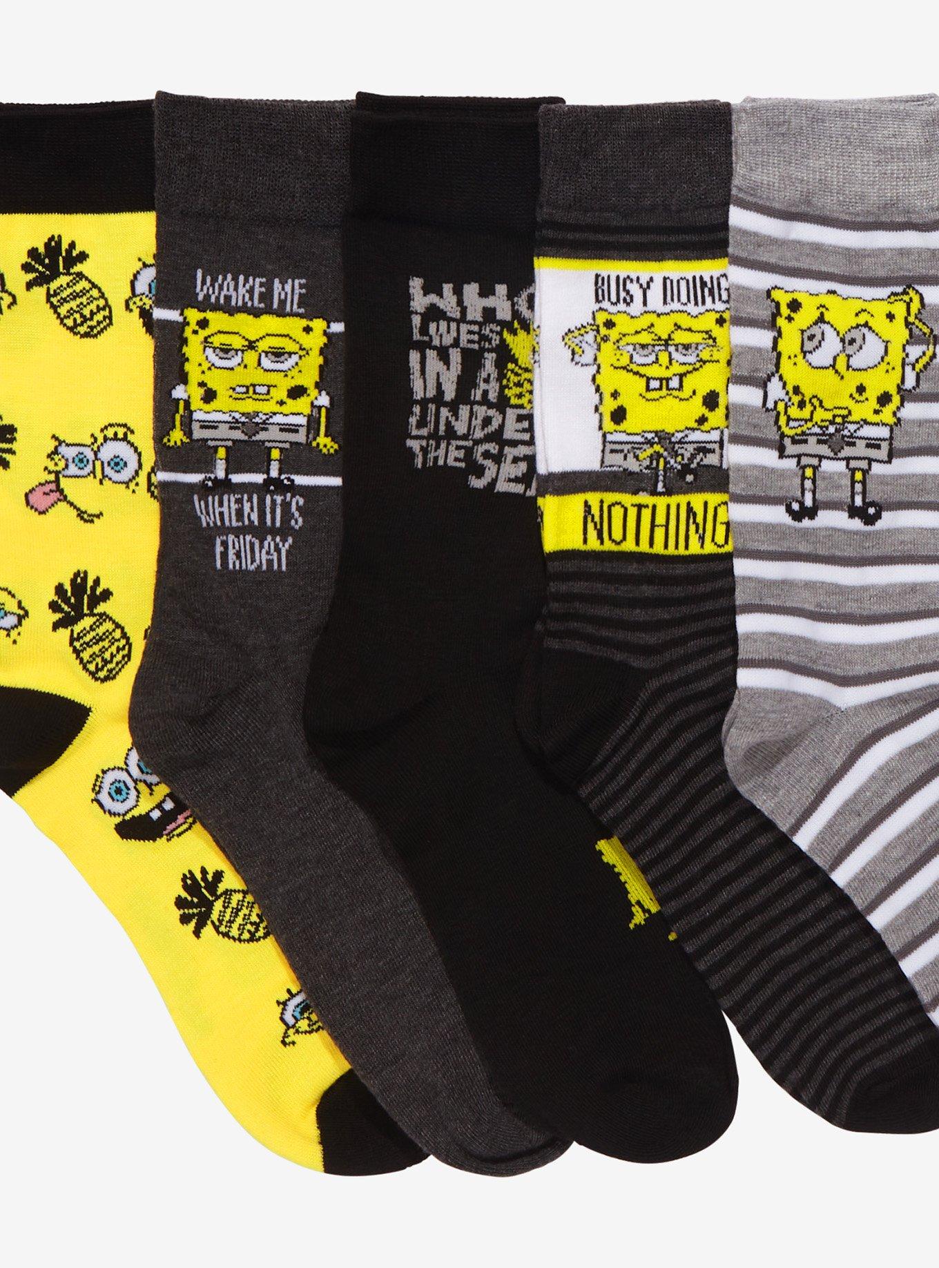 SpongeBob SquarePants Quotes Crew Socks 5 Pair, , alternate