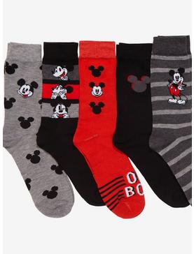Disney Mickey Mouse Red Crew Socks 5 Pair, , hi-res