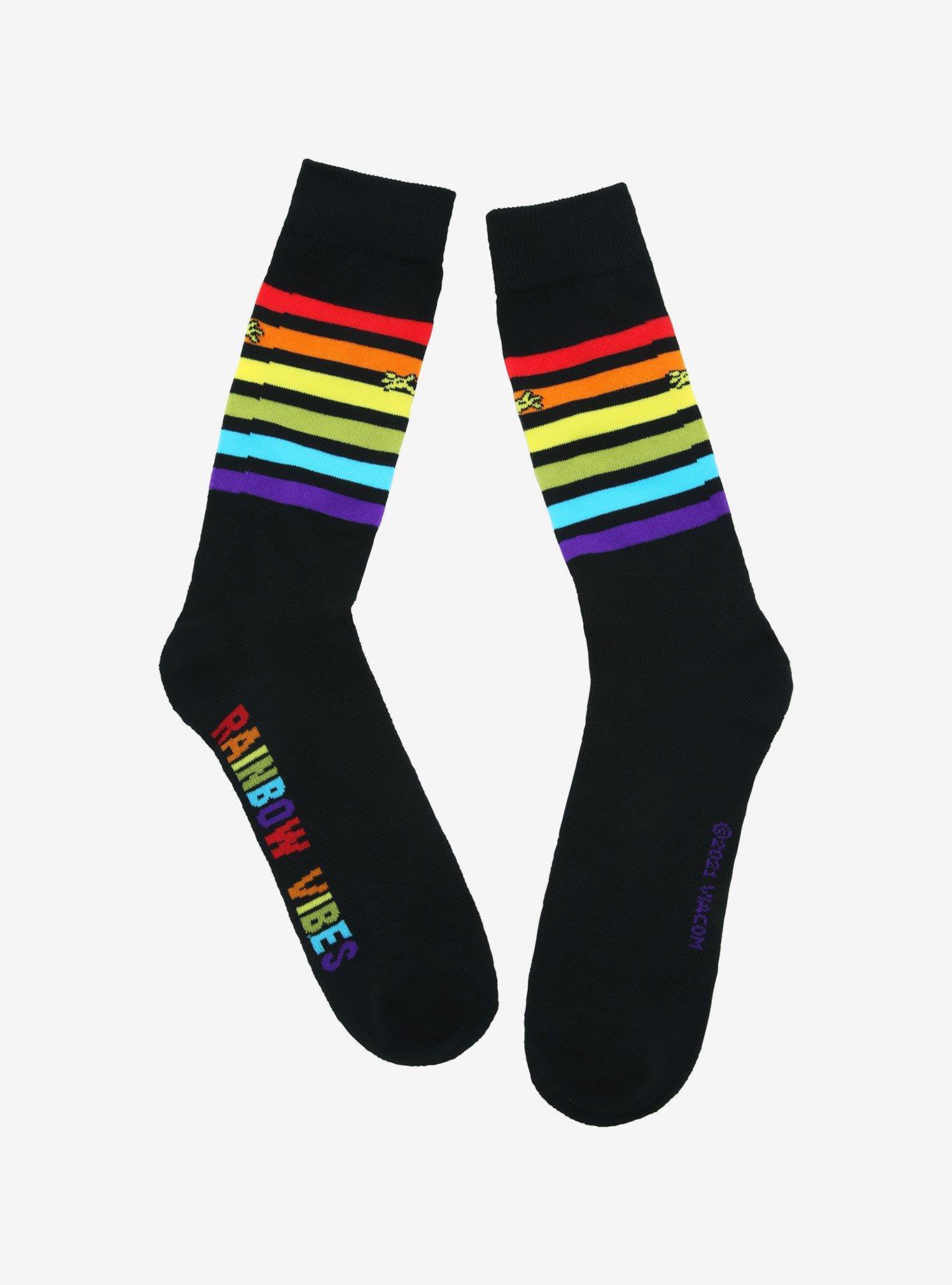 SpongeBob SquarePants Rainbow Stripe Crew Socks, , alternate