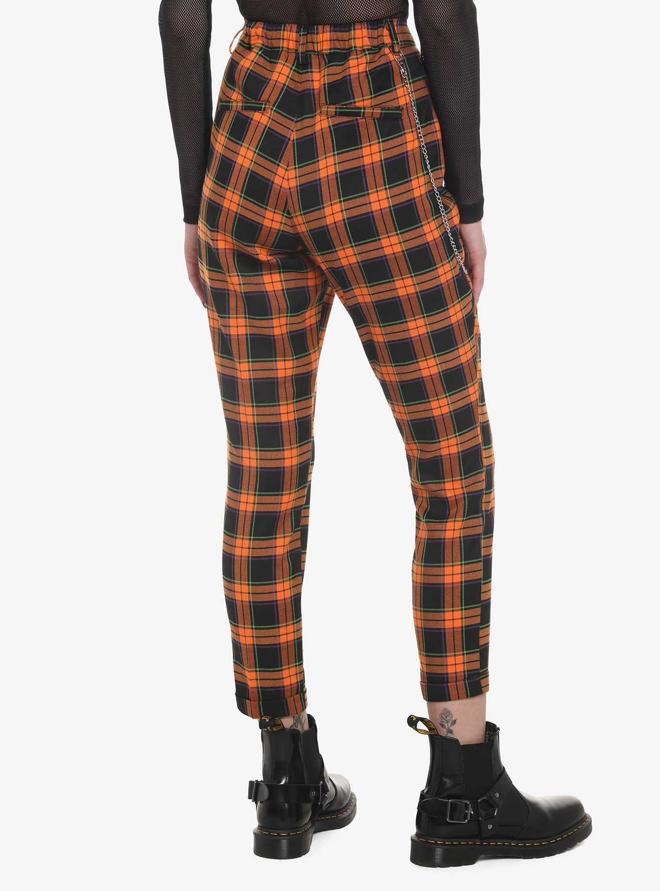Orange Plaid Side Chain Pants, , hi-res