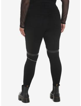Black Garter O-Ring Pants Plus Size, , hi-res