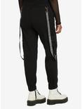Black Stripe Suspender Jogger Pants, BLACK, alternate