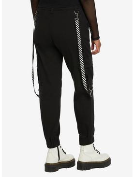 Black Stripe Suspender Jogger Pants, , hi-res