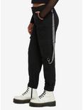 Black Stripe Suspender Jogger Pants, BLACK, alternate