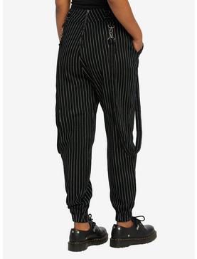 Black & White Pinstripe Suspender Jogger Pants, , hi-res