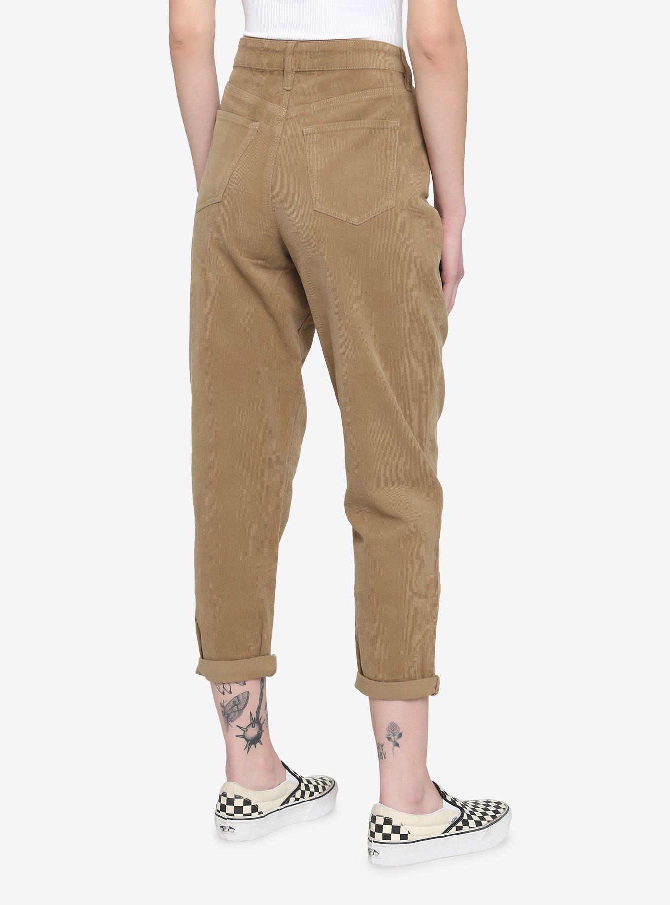 Tan Corduroy Mom Jeans, BROWN, alternate