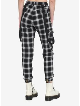 Black & White Plaid Suspender Jogger Pants, , hi-res