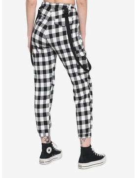Black & White Flannel Suspender Jogger Pants, , hi-res