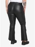 Black Faux Leather Flare Pants Plus Size, BLACK, alternate
