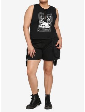 Tarot Card Nevermore Lace-Up Girls Muscle Tank Top Plus Size, , hi-res