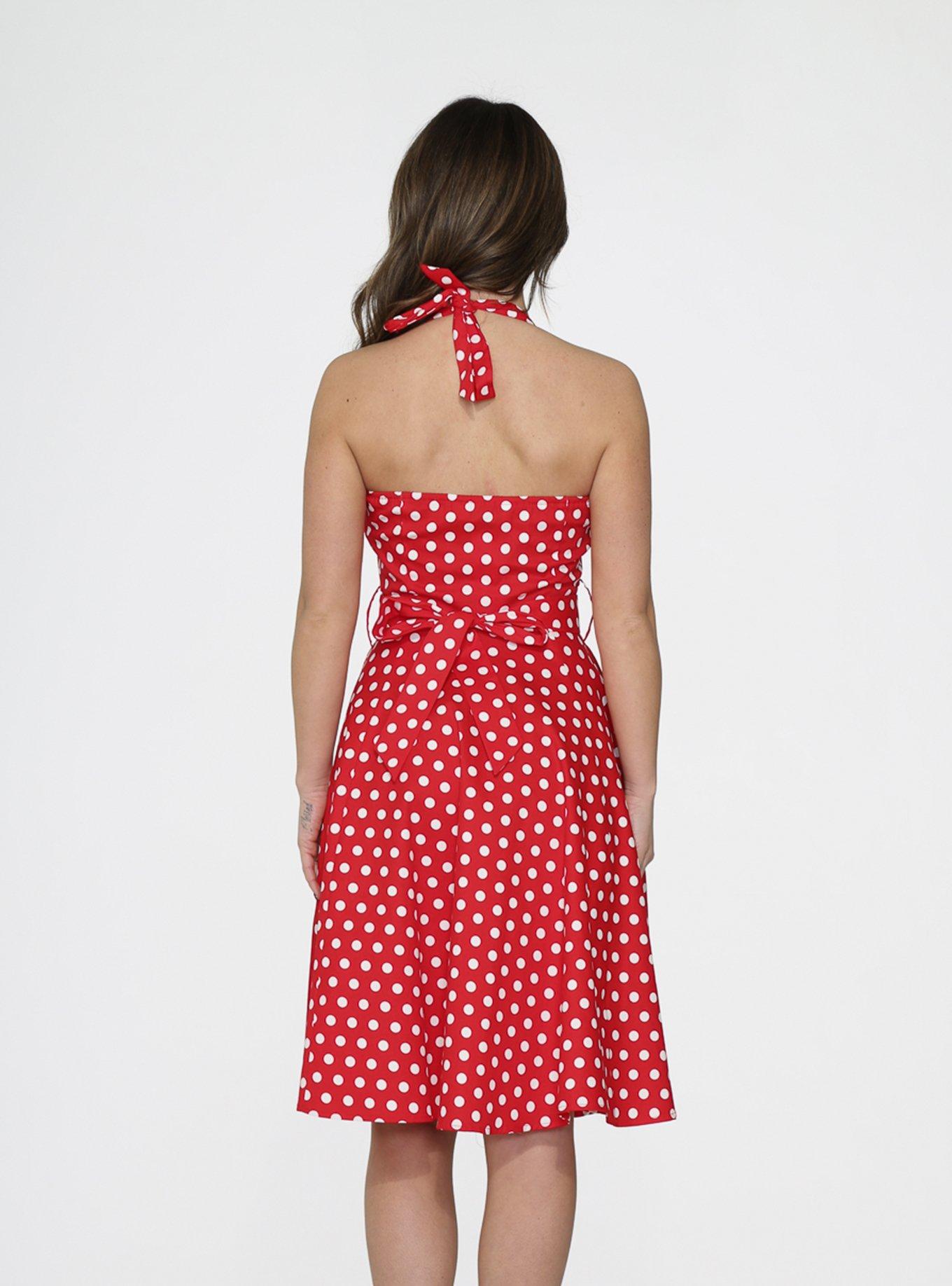 Red White Polka Dot Halter Dress