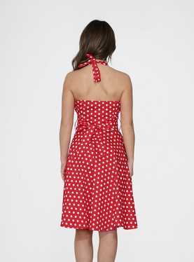 Red White Polka Dot Halter Dress, , hi-res