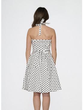 White Black Polka Dot Halter Dress, , hi-res