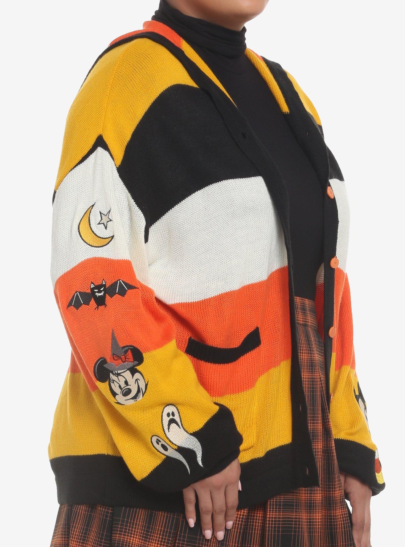 Her Universe Disney Halloween Mickey Mouse Stripe Girls Hooded Cardigan Plus Size, MULTI, alternate