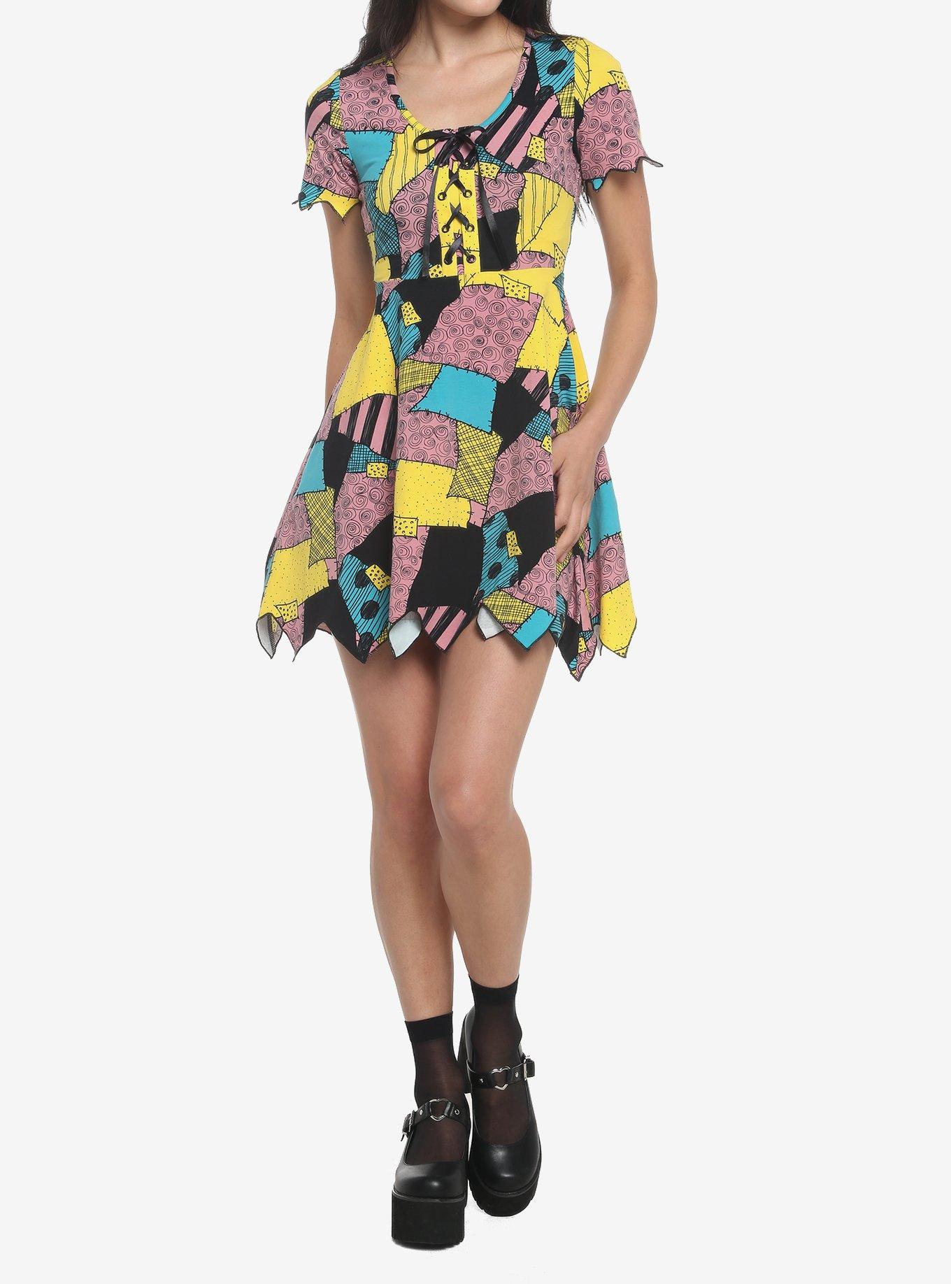 The Nightmare Before Christmas Sally Patchwork Jagged Dress, MULTI, alternate