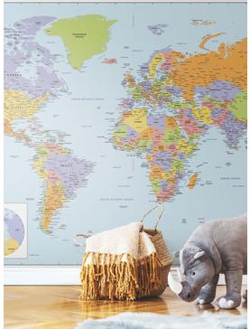 World Map Educational Mural Peel & Stick Wallpaper, , hi-res