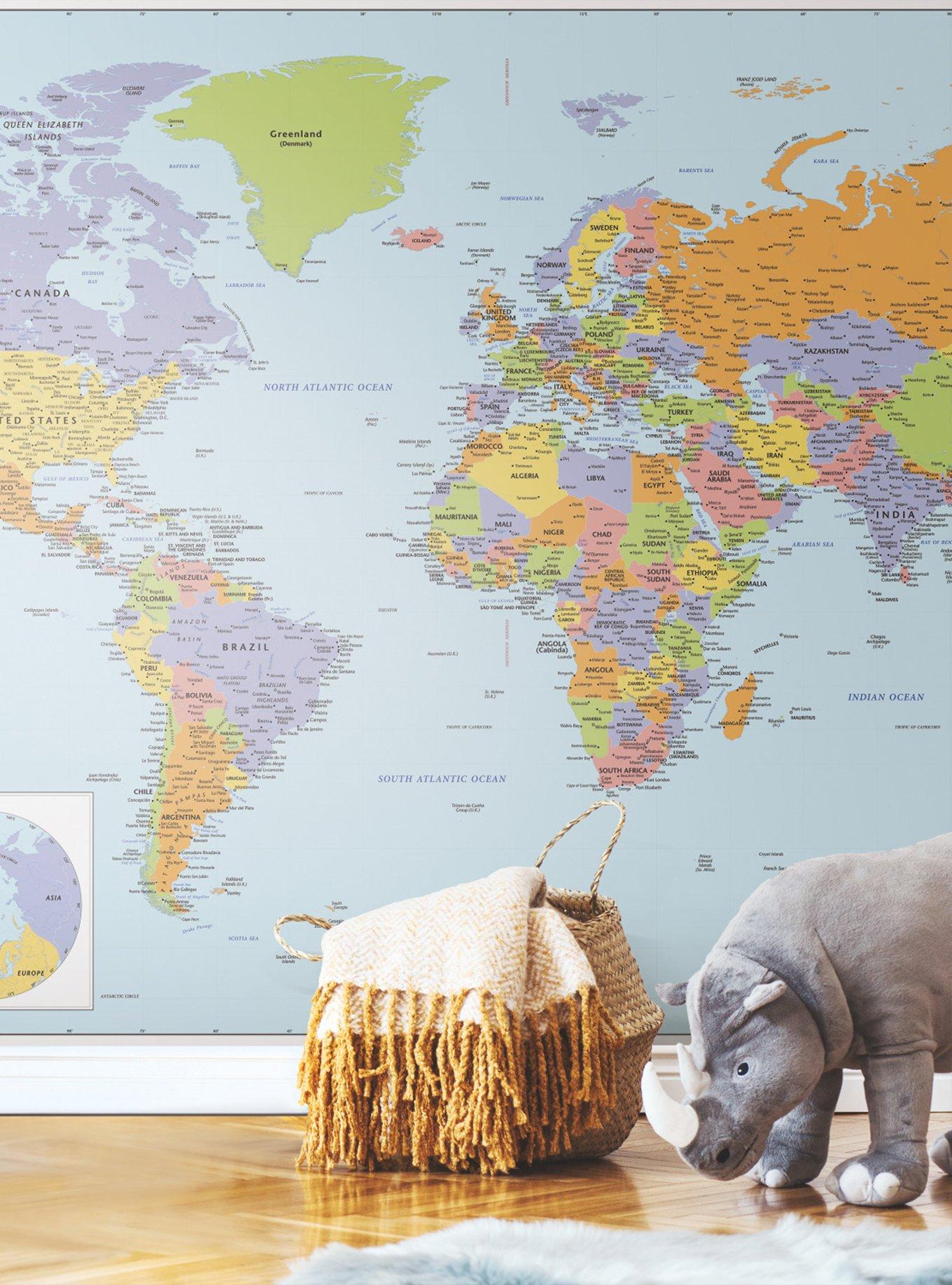World Map Educational Mural Peel & Stick Wallpaper, , alternate