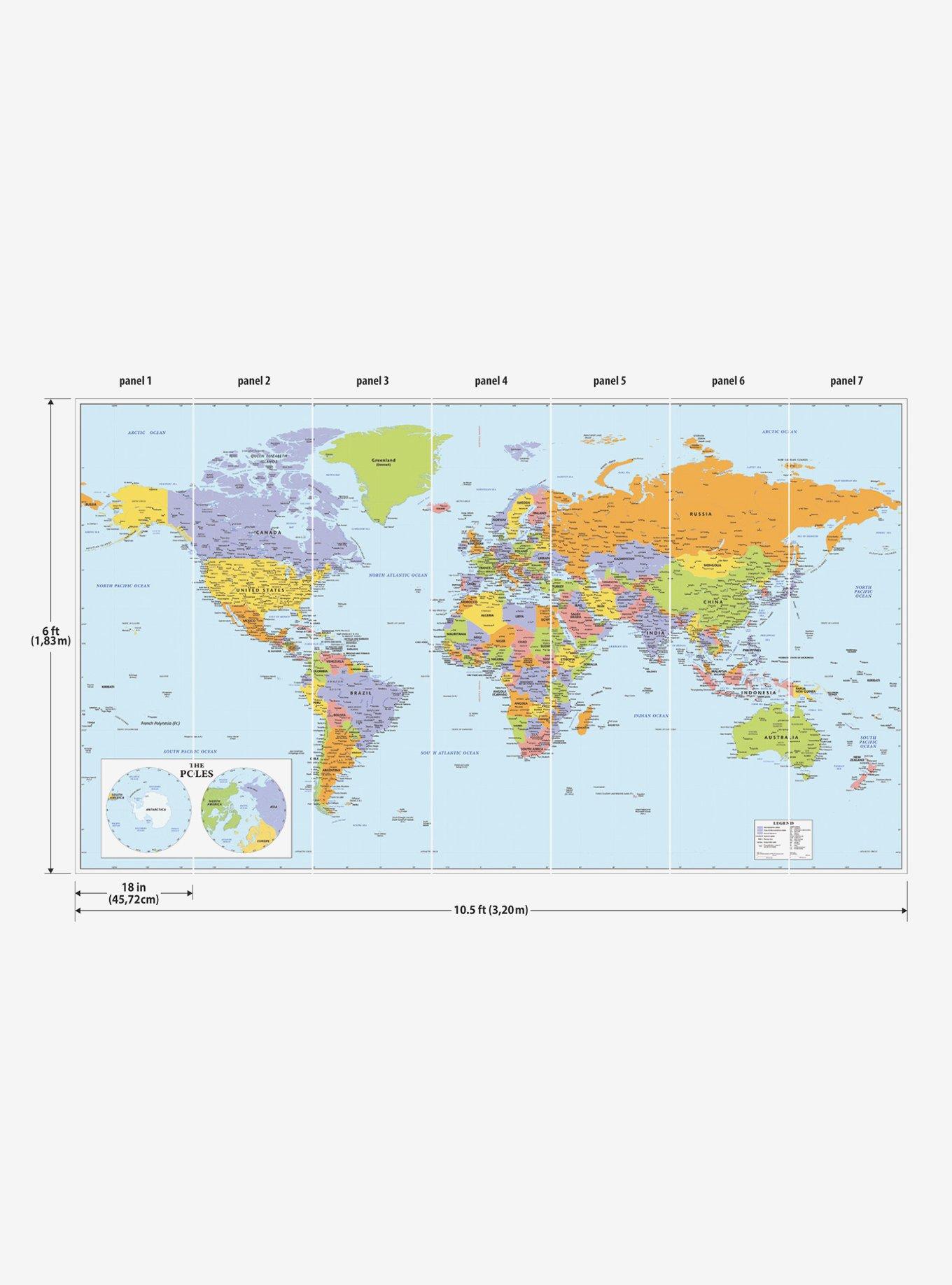 World Map Educational Mural Peel & Stick Wallpaper, , alternate