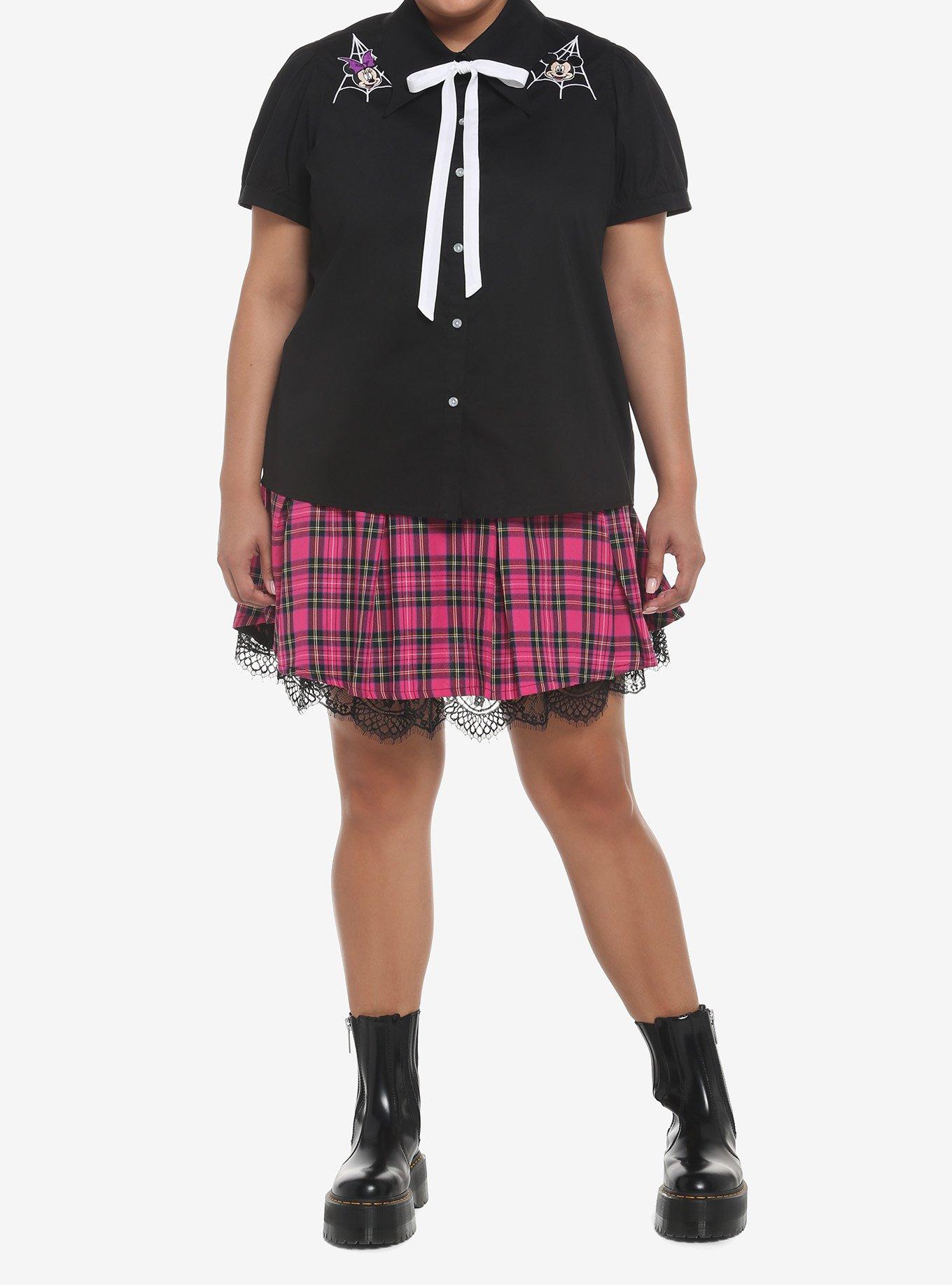 Her Universe Disney Halloween Bat Wing Collar Woven Button-Up Plus Size, DEEP BLACK, alternate