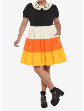 Her Universe Disney Halloween Candy Corn Collared Dress Plus Size, , hi-res