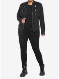 Black Military Jacket Plus Size, DEEP BLACK, alternate