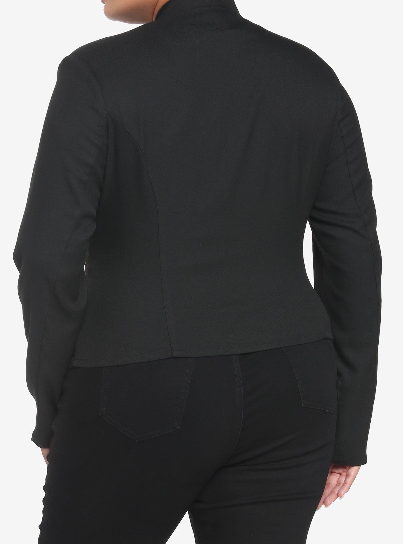 Black Military Jacket Plus Size, DEEP BLACK, alternate