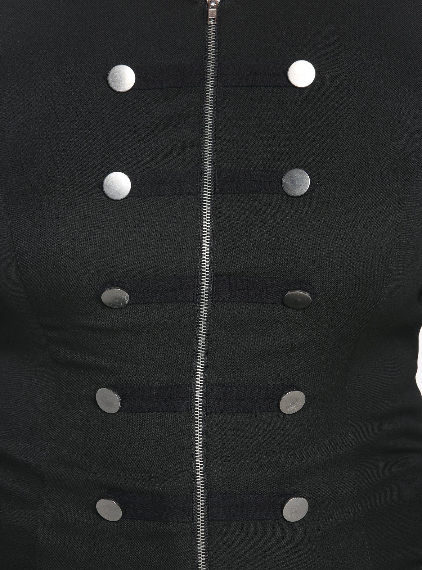 Black Military Jacket Plus Size, DEEP BLACK, alternate
