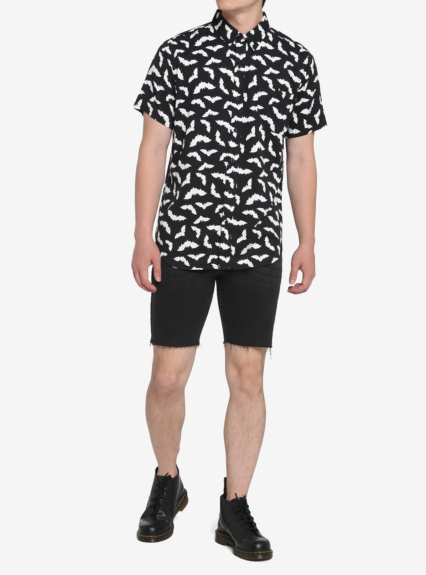 Bats Woven Button-Up, BLACK, alternate