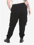 Black Utility Strap Jogger Pants Plus Size, BLACK, alternate