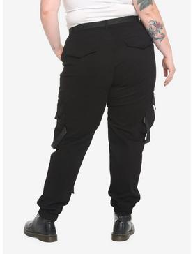 Black Utility Strap Jogger Pants Plus Size, , hi-res