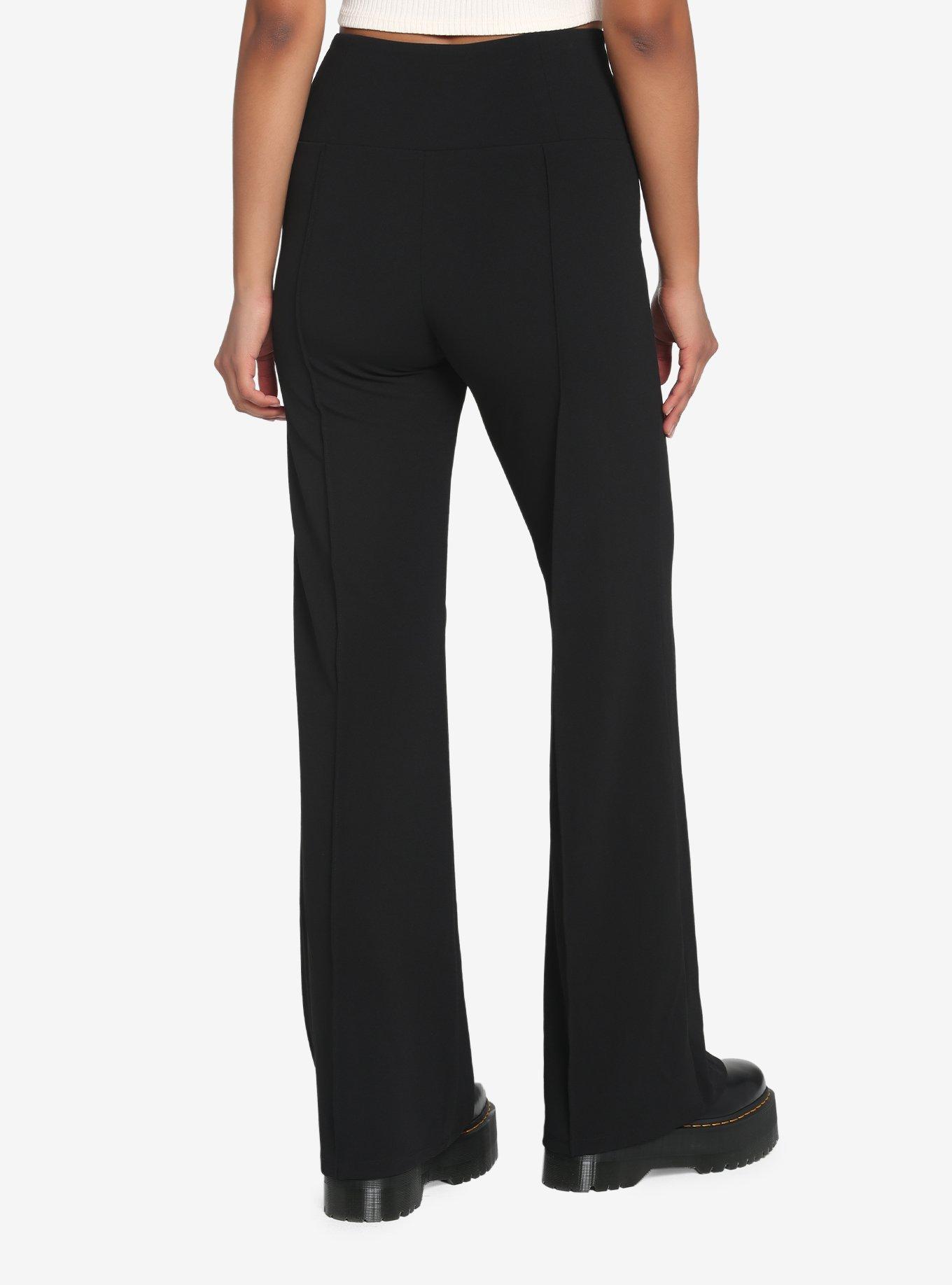 Black Hi-Rise Flare Pants, BLACK, alternate