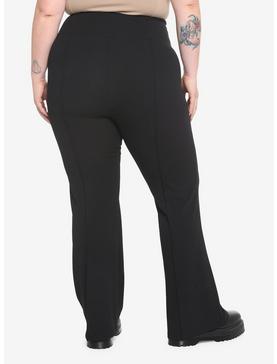 Black Hi-Rise Flare Pants Plus Size, , hi-res