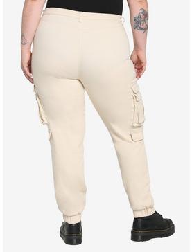 Ivory Cargo Jogger Pants Plus Size, , hi-res