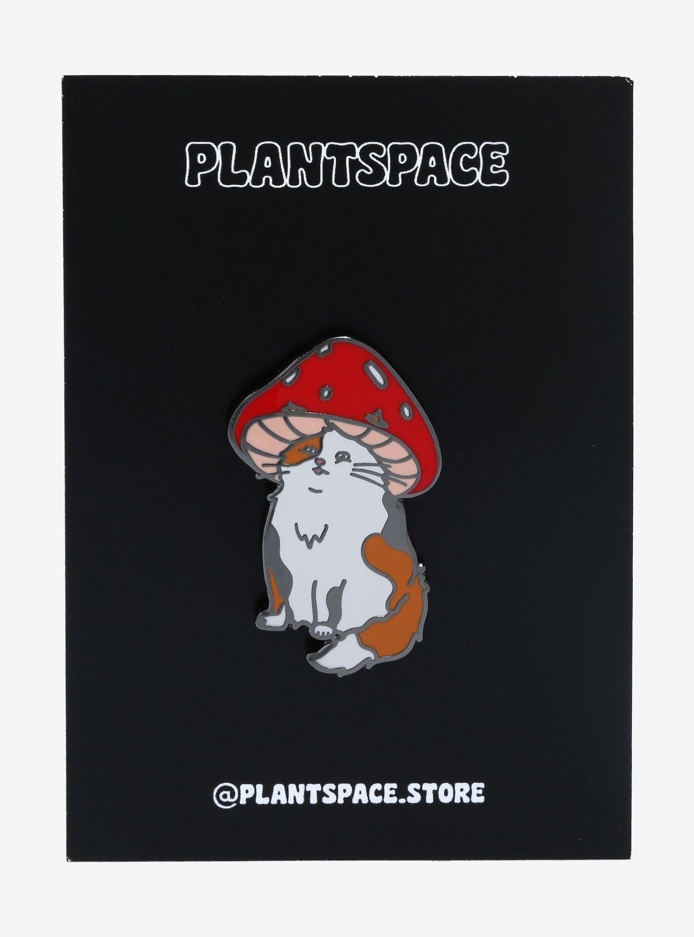 Cat with Mushroom Hat Enamel Pin, , alternate
