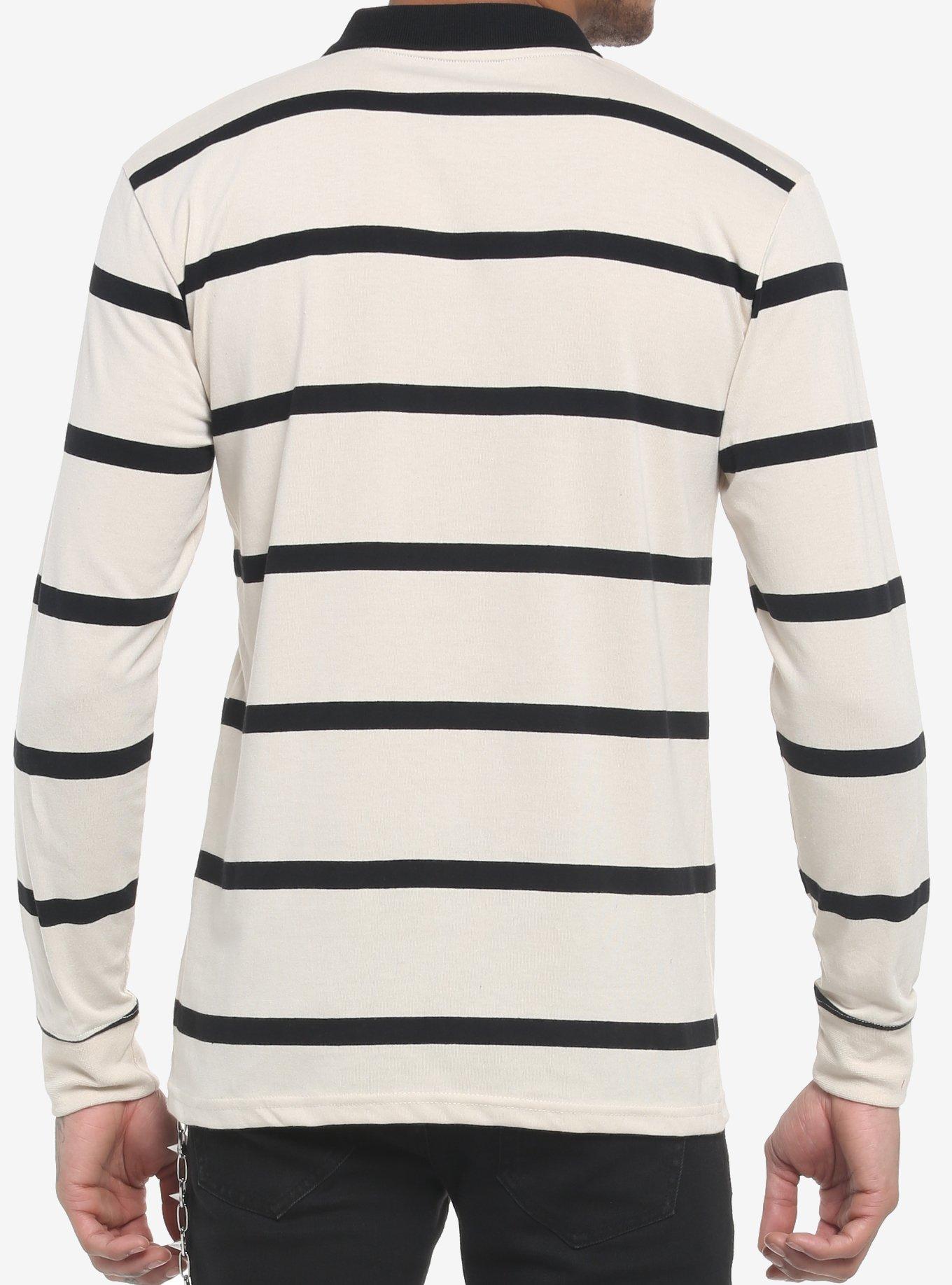 Black & Tan Stripe Skull Long-Sleeve Polo Shirt, BROWN, alternate - view 3