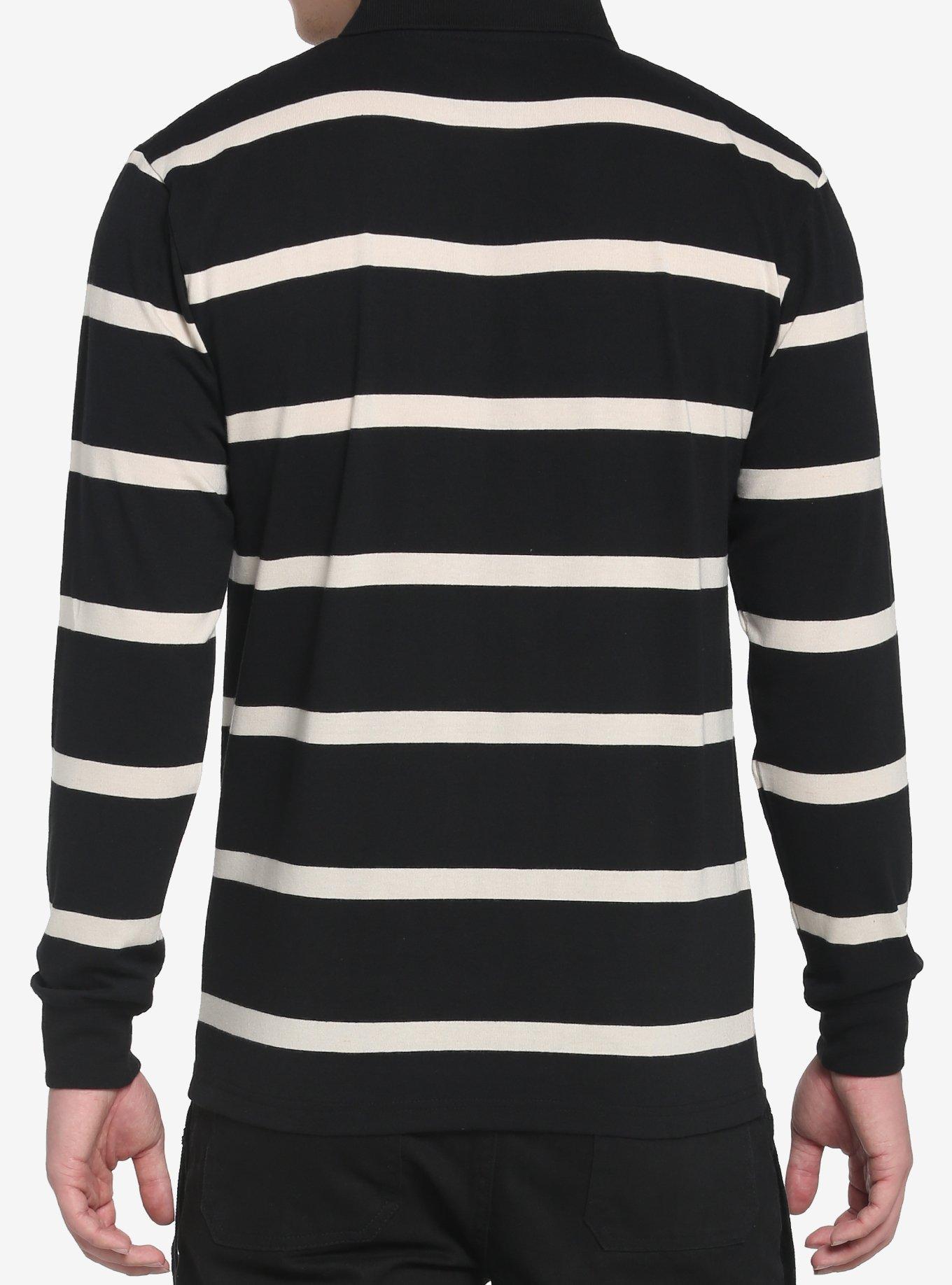Black & Tan Stripe Long-Sleeve Polo Shirt, BROWN, alternate