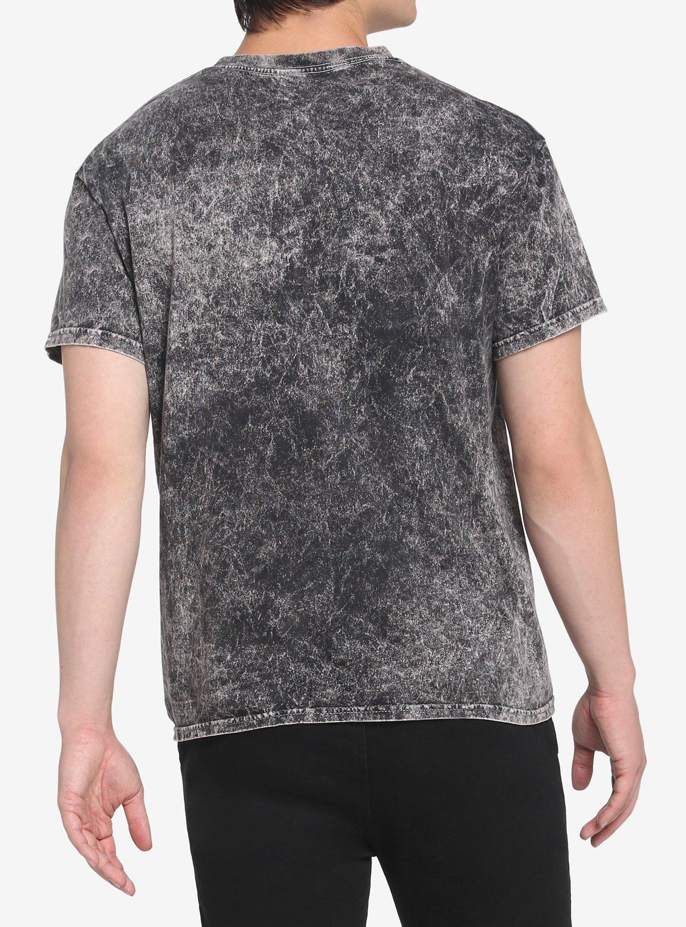 Hot Topic Old Logo Mineral Wash T-Shirt, BLACK  RED, alternate