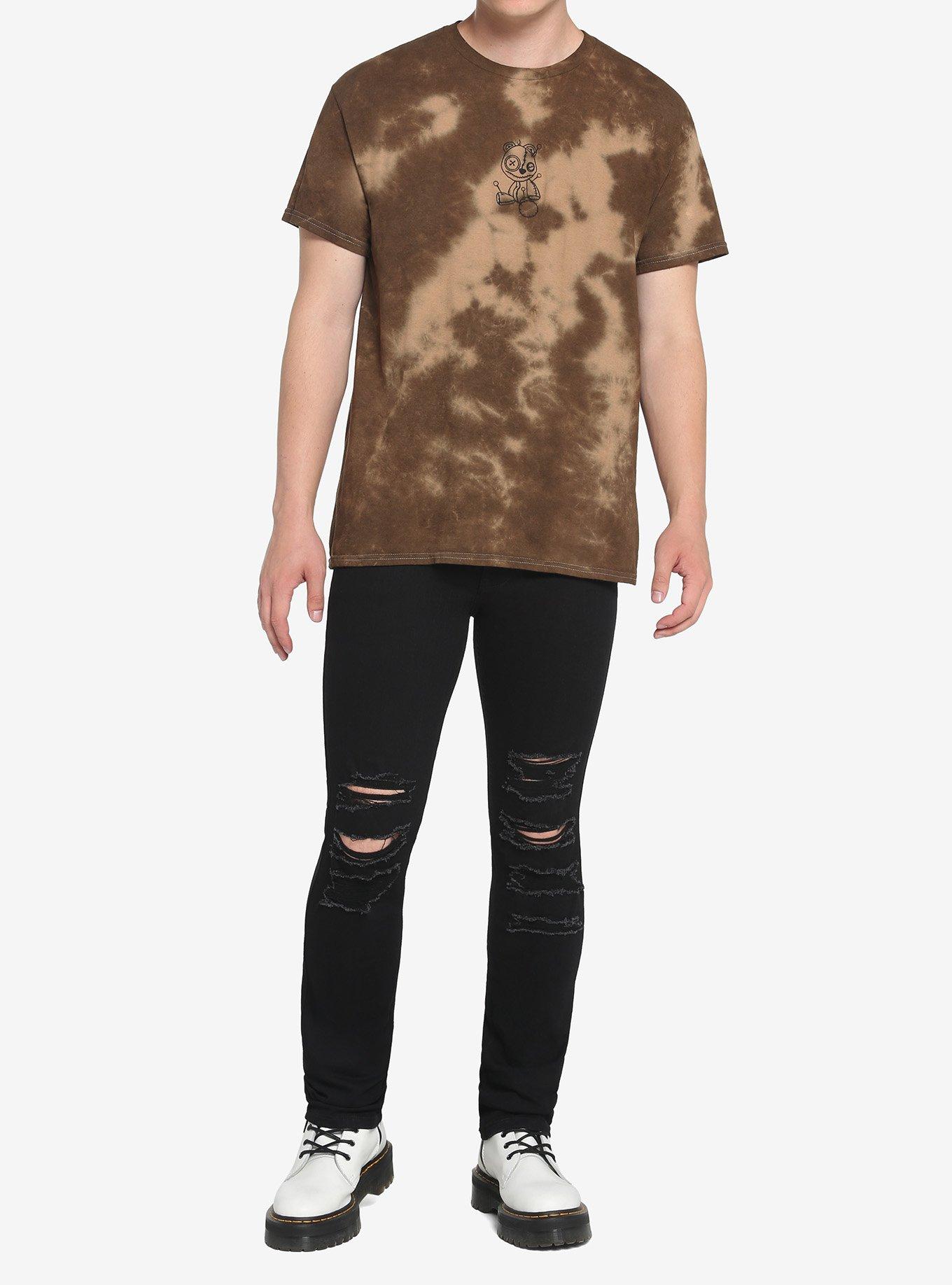 Brown Stitched Teddy Bear Tie-Dye T-Shirt, BROWN, alternate