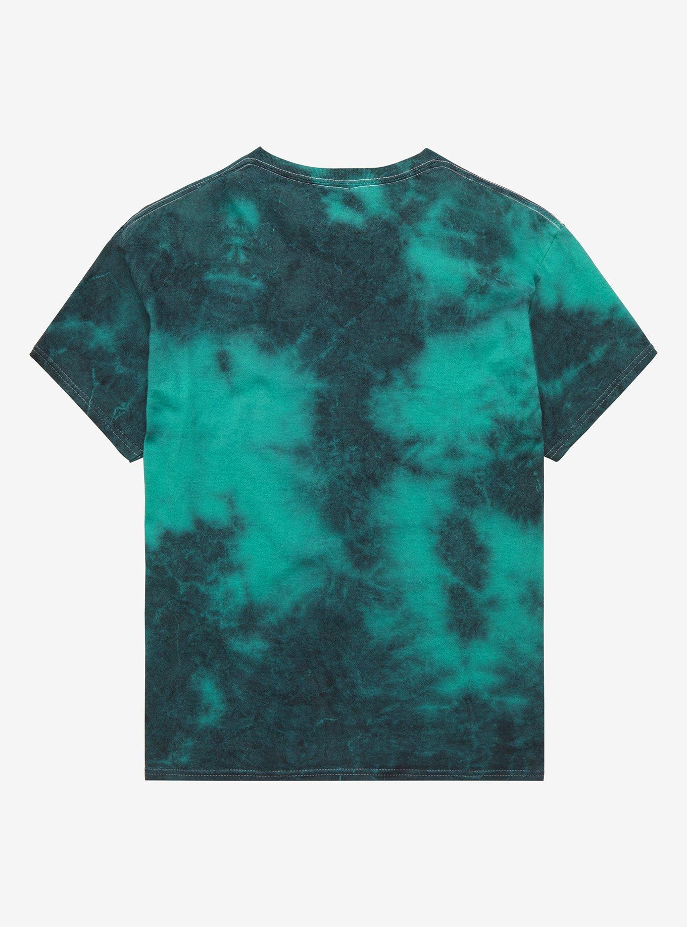 Stitched Teddy Bear Dark Green Tie-Dye T-Shirt, GREEN, alternate