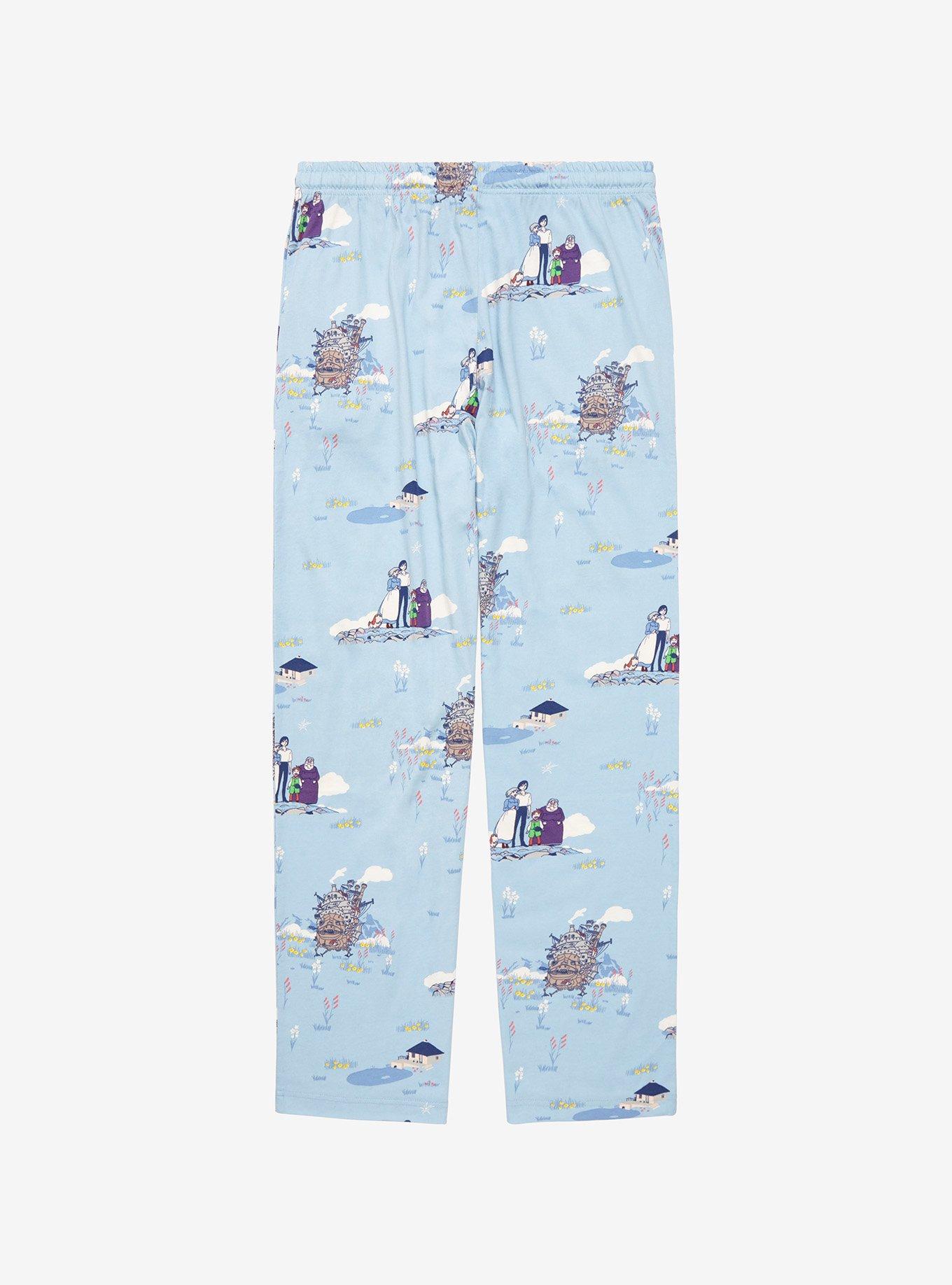 Studio Ghibli Howl&rsquo;s Moving Castle Icons & Characters Allover Print Sleep Pants - BoxLunch Exclusive , LIGHT BLUE, alternate