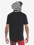 Black & White Stripe Short-Sleeve Hoodie T-Shirt, BLACK  WHITE, alternate