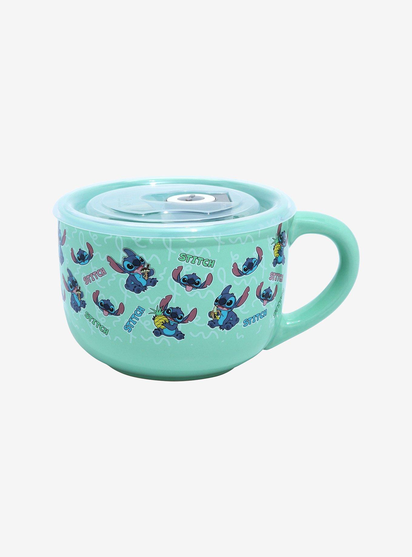 Disney, Dining, Disney Lilo Stitch Blue Ceramic Travel Soup Mug Pressure  Release Lid 24oz New