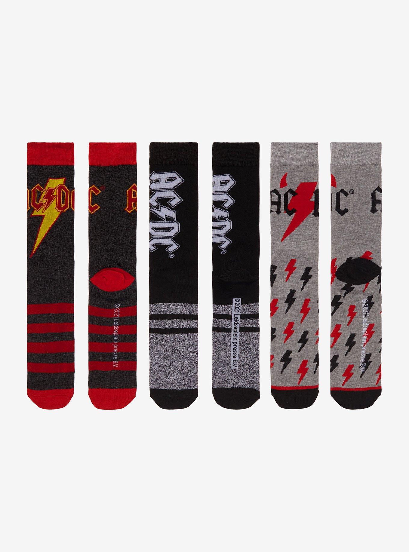 AC/DC Lightening Bolt Crew Socks 3 Pair, , alternate