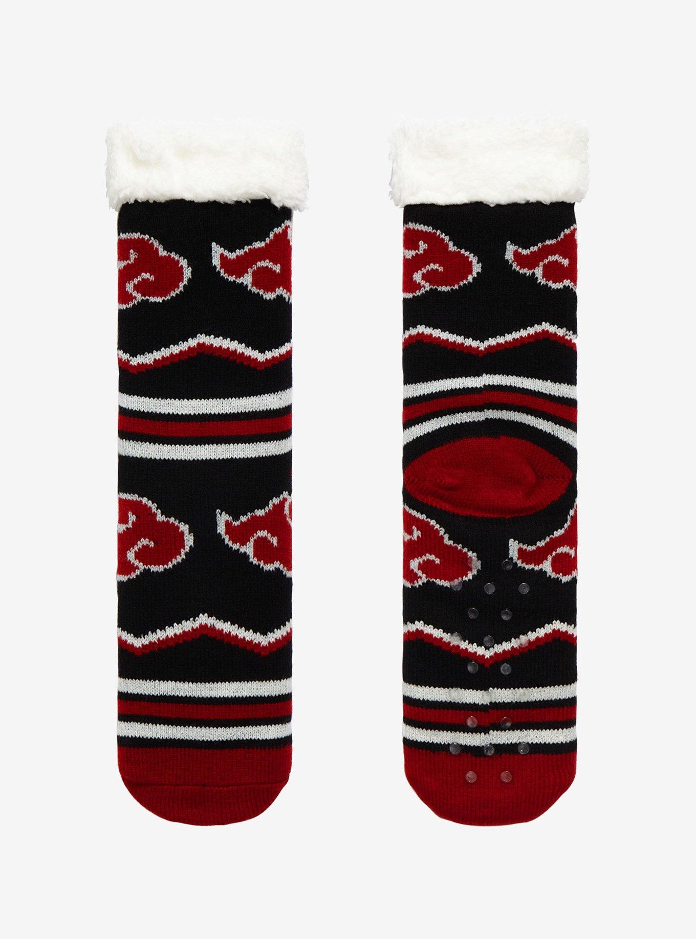 Naruto Shippuden Akatsuki Stripe Cozy Slipper Socks, , alternate
