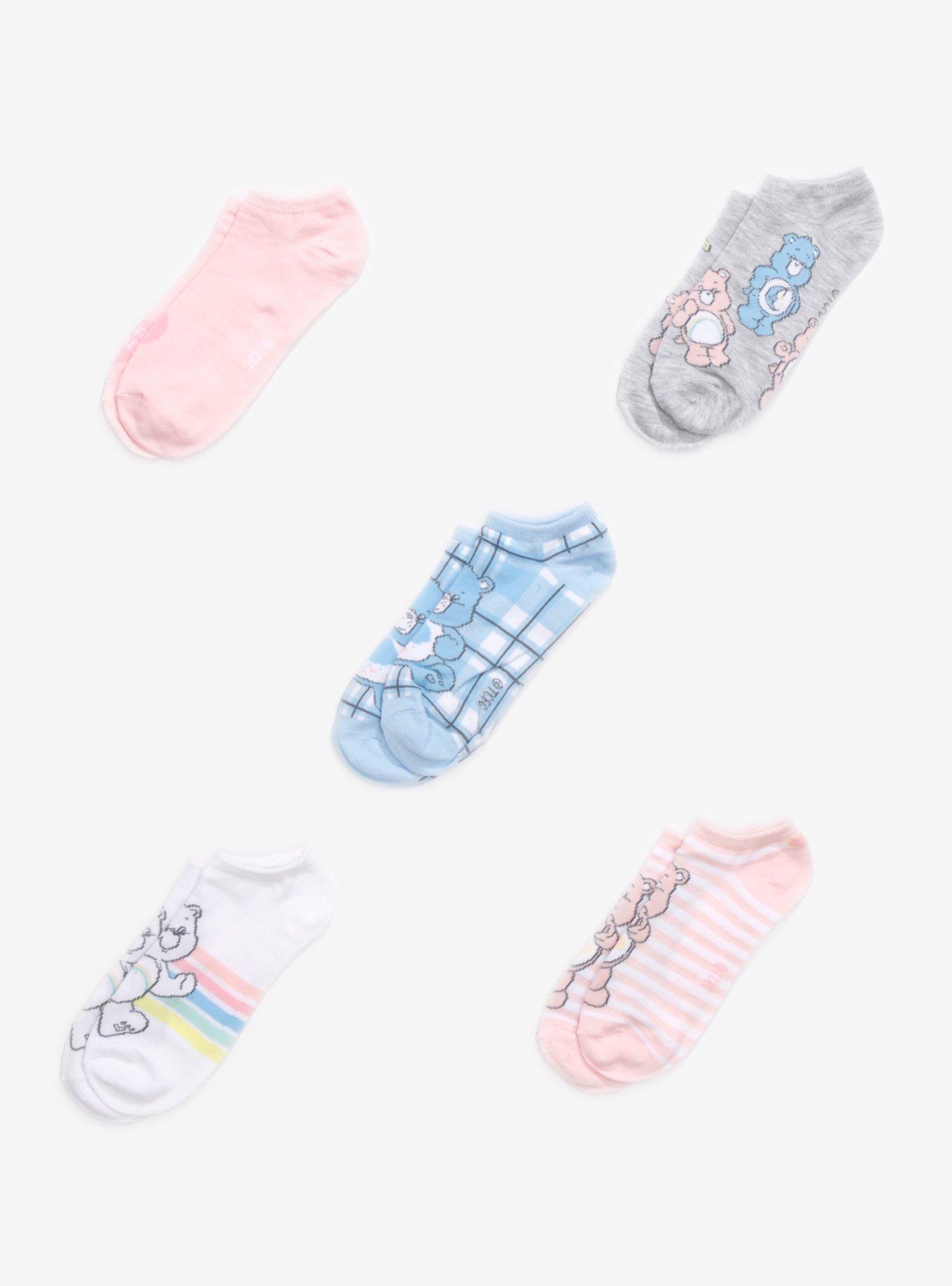 Care Bears Plaid & Stripe No-Show Socks 5 Pair, , alternate