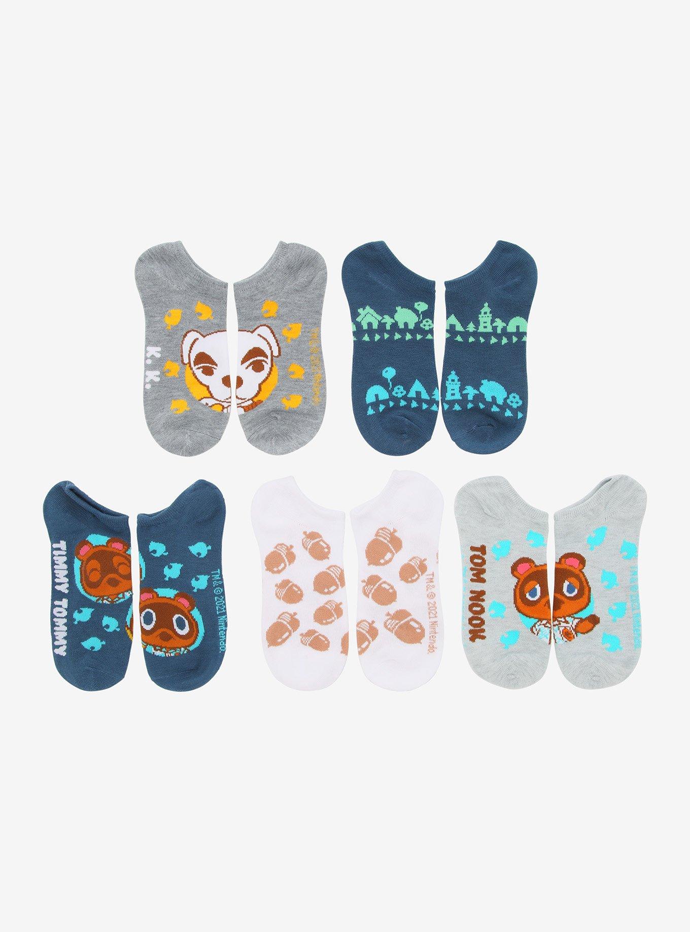 Animal Crossing: New Horizons Special Characters No-Show Socks 5 Pair, , alternate